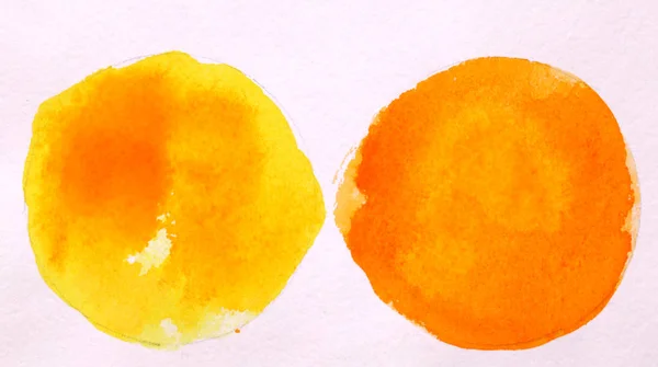 黄色とオレンジのラウンド サークル抽象的な白い背中水彩 — ストック写真