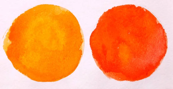 白い背景の赤とオレンジ色の丸い円の要約水彩 — ストック写真