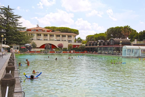 Viterbo Italy July 2016 People Relax Natural Hot Pool Terme — Stock Photo, Image