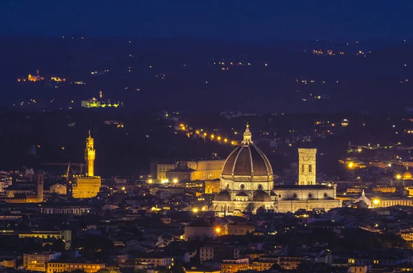 Vista Panorámica Nocturna Ciudad Florencia — Foto de Stock