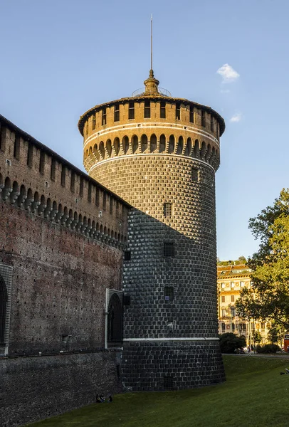 Vista Torre Del Carmine Del Castillo Sforza Milán Italia — Foto de Stock