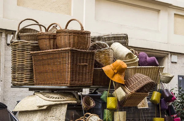 Rieten Manden Markt Verkopen — Stockfoto