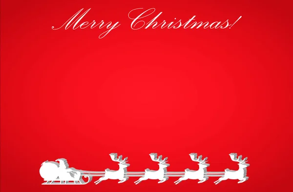 圣诞老人与雪橇和他的驯鹿在圣诞节背景飞行的剪影 — 图库矢量图片