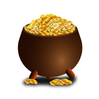 Altın sikke illüstrasyon dolu pot