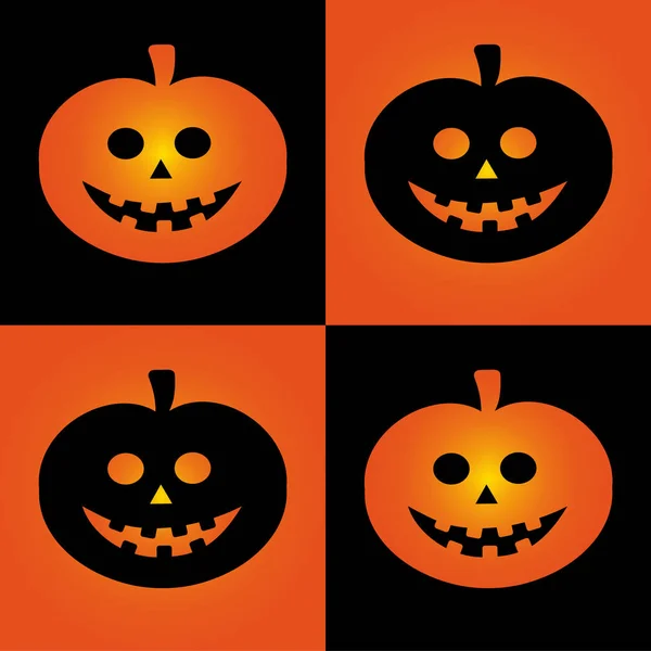 Modèle Halloween Avec Citrouilles Souriantes — Image vectorielle