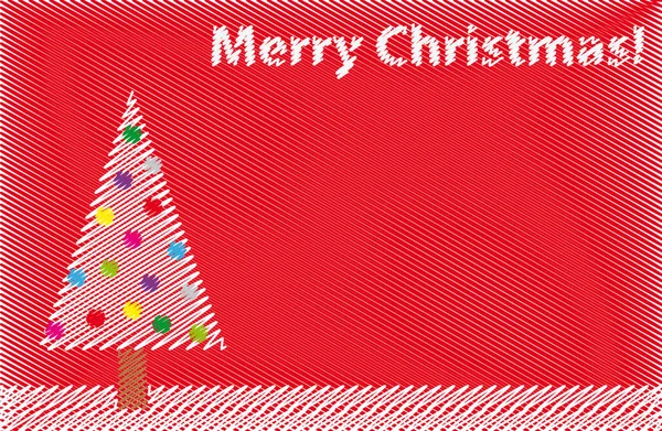 Weihnachtskarte Und Hintergrund Mit Kinderstil Gezeichnetem Weihnachtsbaum — Stockvektor