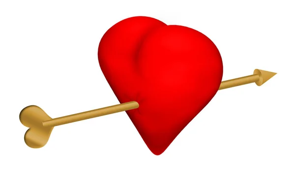 Three Dimensional Heart Pierced Arrow — Stock Photo, Image