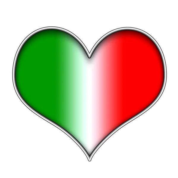 Coeur Avec Couleurs Drapeau Italien — Photo