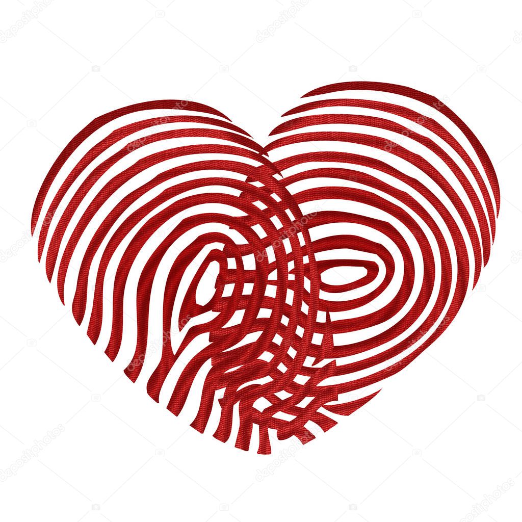 Red fingerprint icon in the shape of a heart