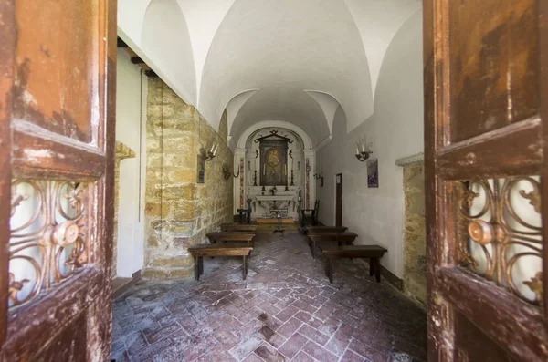 Interior View Small Ancient Church Tuscany Italy — Stockfoto