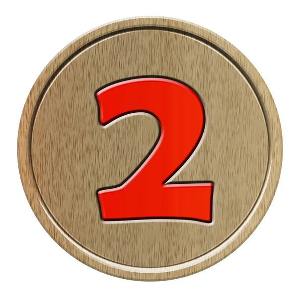 Illustration Number Wooden Button — Stock Photo, Image
