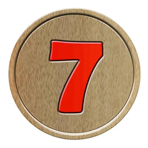 Illustration Number Wooden Button — Stock Photo, Image