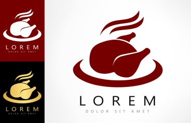 Kızarmış tavuk işareti simgesi. Tavuk kuş et logosu.