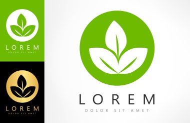 Eko logosu yeşil yaprak vektör çizimi