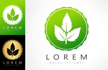 Eko logosu yeşil yaprak vektör çizimi