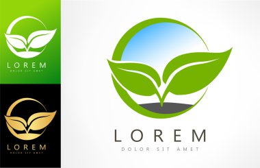 Eko logosu yeşil yaprak vektör çizimi