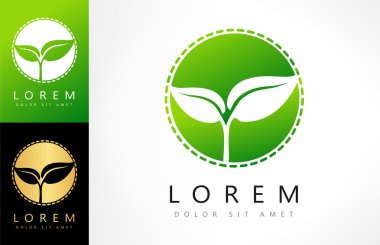 Eko logosu yeşil yaprak vektör çizimi