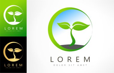 Eko logosu yeşil yaprak vektör çizimi