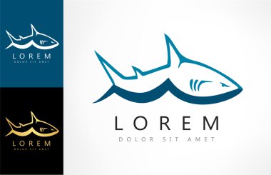 Köpekbalığı ve dalga - vektör logosu