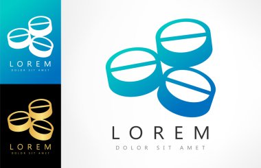 Tablet vektör. Tıbbi kavramı. Yaprakları ile üç hap. 