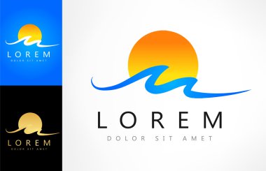 dalgalar ve güneş logo vektör
