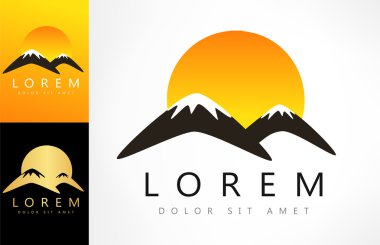 dağ ve güneş vektör logosu