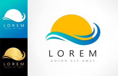 dalgalar ve güneş logo vektör