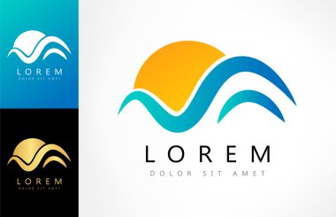dalgalar ve güneş logo vektör