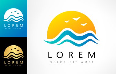 dalgalar ve güneş logo vektör