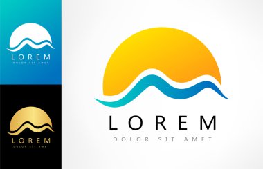 dalgalar ve güneş logo vektör
