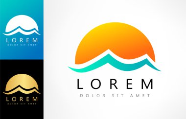 dalgalar ve güneş logo vektör