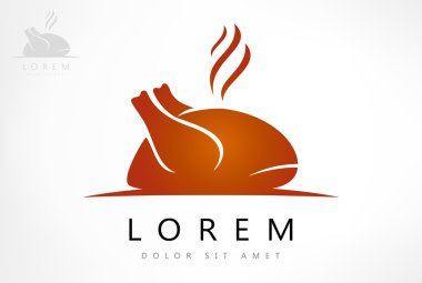 Kızarmış tavuk işareti simgesi. Tavuk kuş et logosu.