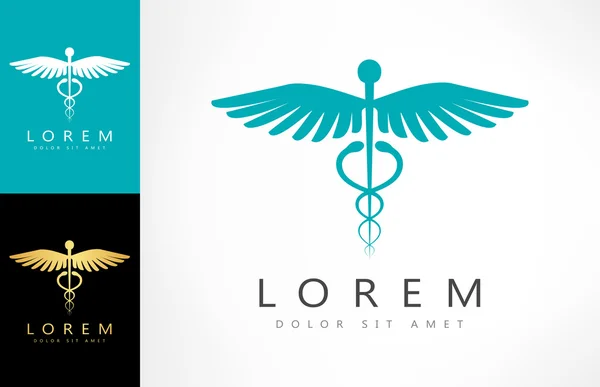 Logotipo médico Caduceus. Emblema para farmácia ou medicina . —  Vetores de Stock