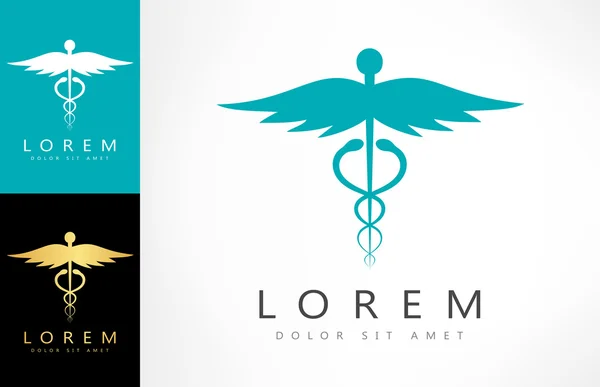 Logotipo médico Caduceus. Emblema para farmácia ou medicina . —  Vetores de Stock