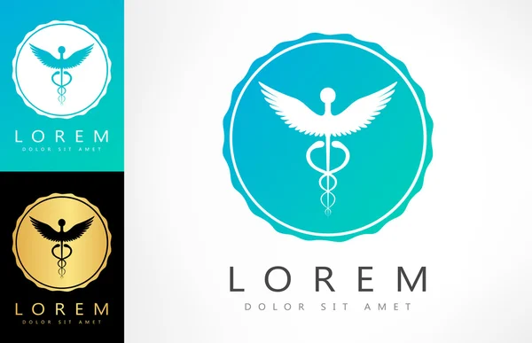 Caduceus medical logo. Emblem für Drogerie oder Medizin. — Stockvektor