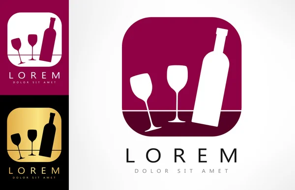 Bicchieri e portabottiglie. Design logo del vino . — Vettoriale Stock