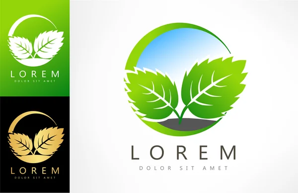 Eco logo hoja verde vector ilustración — Archivo Imágenes Vectoriales