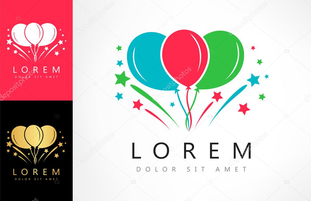 Balloons and fireworks logo