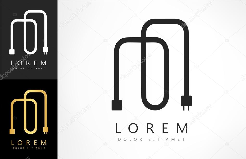 Extension cord logo. Vector graphic design elements for company logo.
