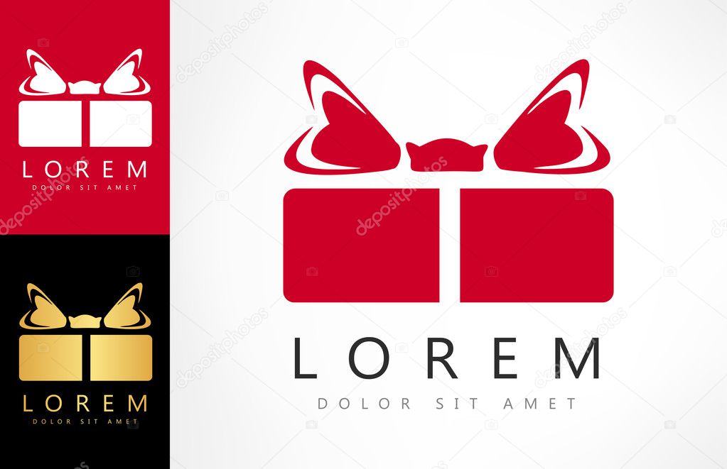 Gift box logo. Vector graphic design elements for company logo.
