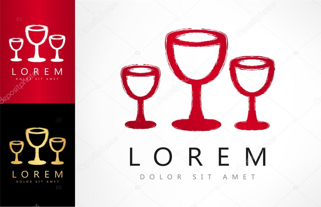 wine glasses vector logo