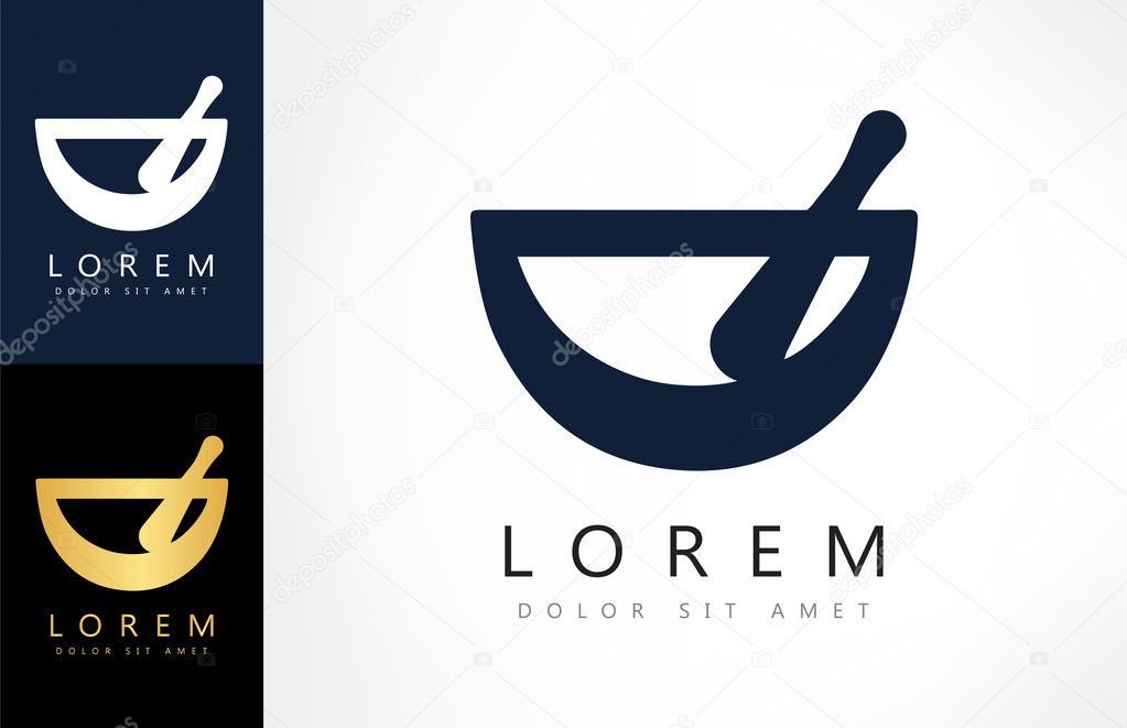 Mortar and pestle pharmacy logo
