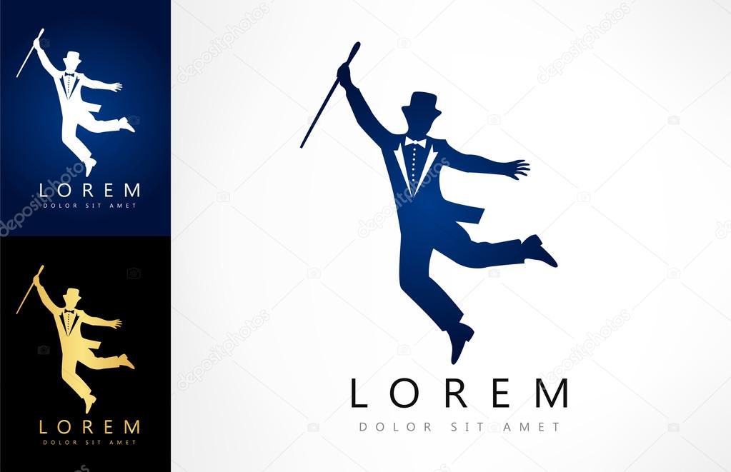 Showman silhouette logo. Vector graphic design elements for company logo.