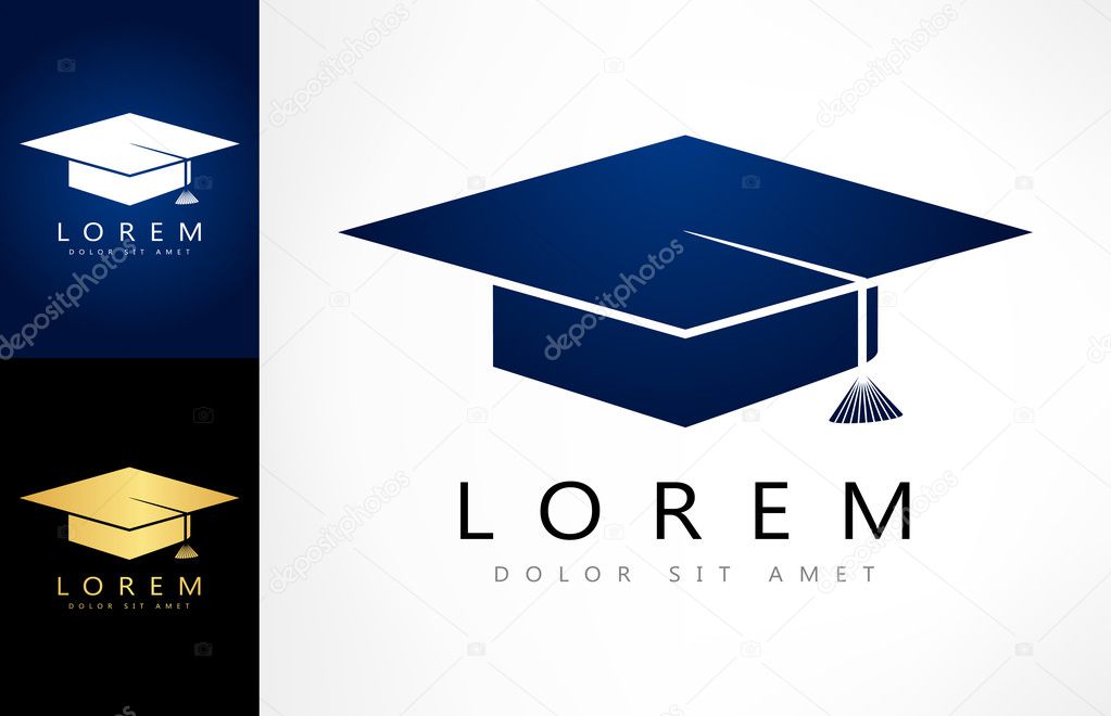 Graduation hat logo. Vector graphic design elements for company logo.