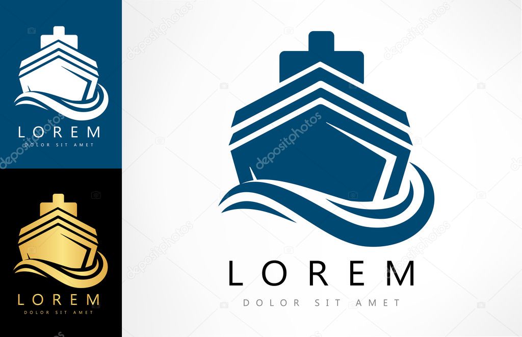 Ship on the sea vector. Vector graphic design elements for company logo.