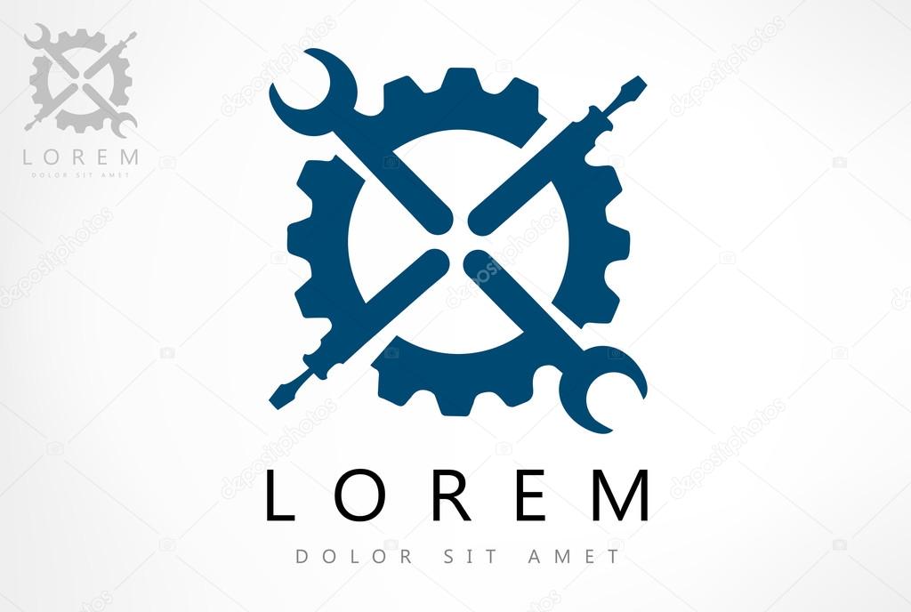 Wrench and screwdriver in gear vector