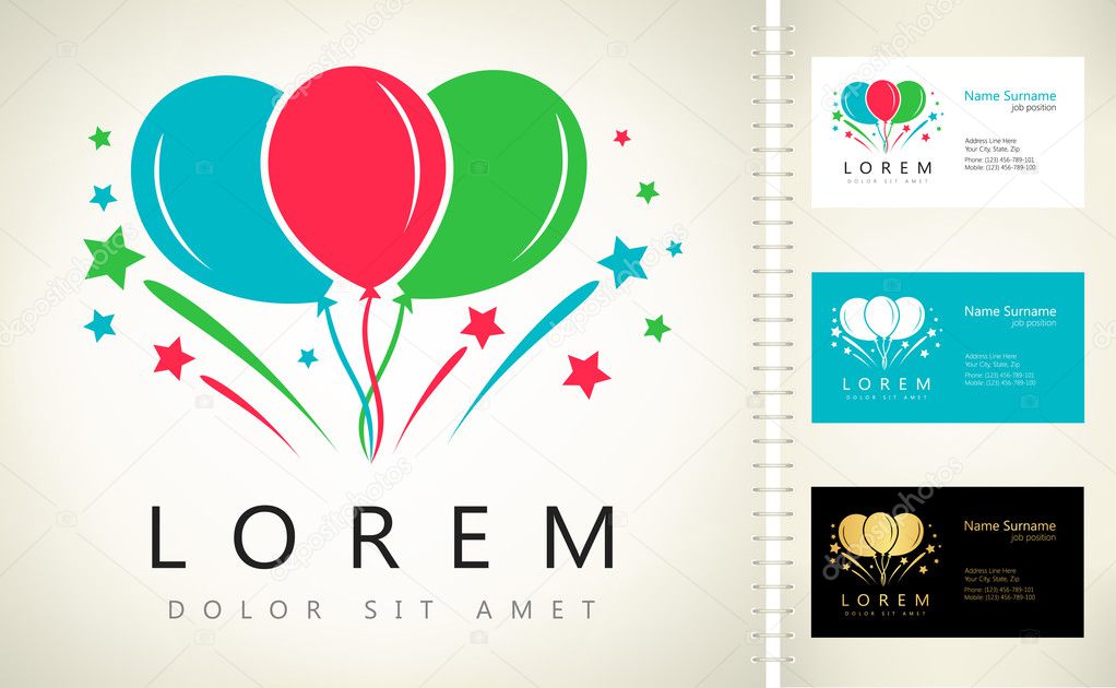Balloons and fireworks logo