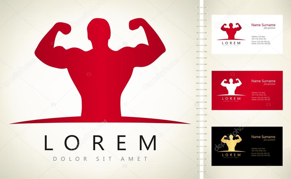 Bodybuilder vector logo. Vector graphic design elements for company logo.