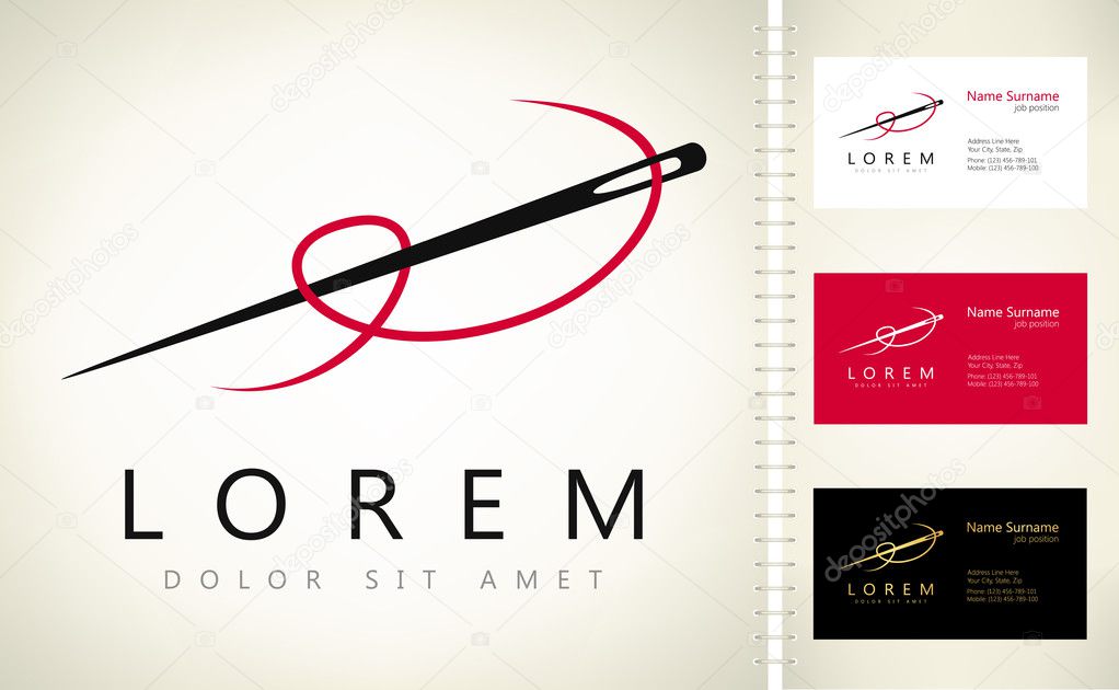 Needle with thread sewing needle vector logo