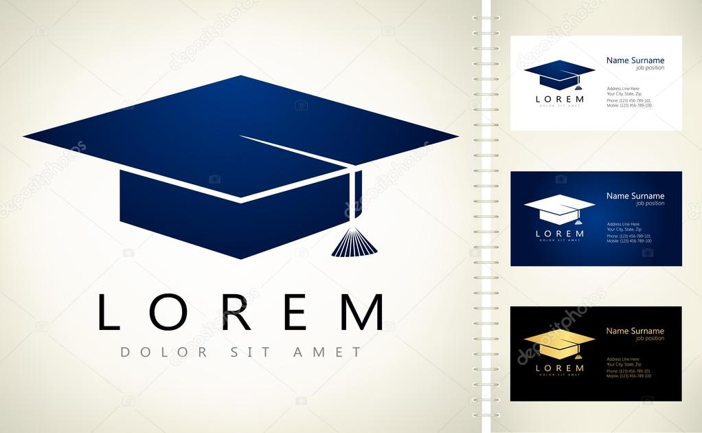 Graduation hat logo. Vector graphic design elements for company logo.
